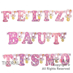 GUIRNALDA LETRA FELIZ BAUTISMO 4318 CHUPETE MINI NENA x 1